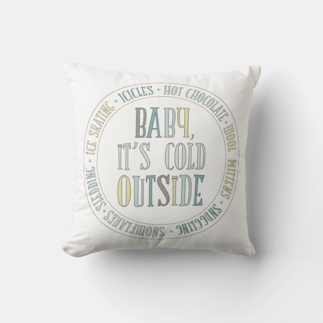 Baby It's Cold Outside Chalkboard Winter Words Cushion (Front)