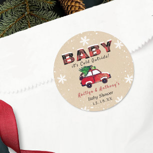 Baby It's Cold Outside   Christmas Baby Shower Classic Round Sticker