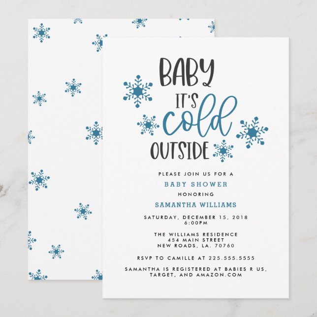 Baby It's Cold Outside Christmas Baby Shower Invit Invitation (Front/Back)
