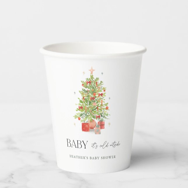 Baby It's Cold Outside Christmas Baby Shower Paper Cups (Front)