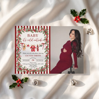 Baby It's Cold Outside Christmas Baby Shower Photo Invitation