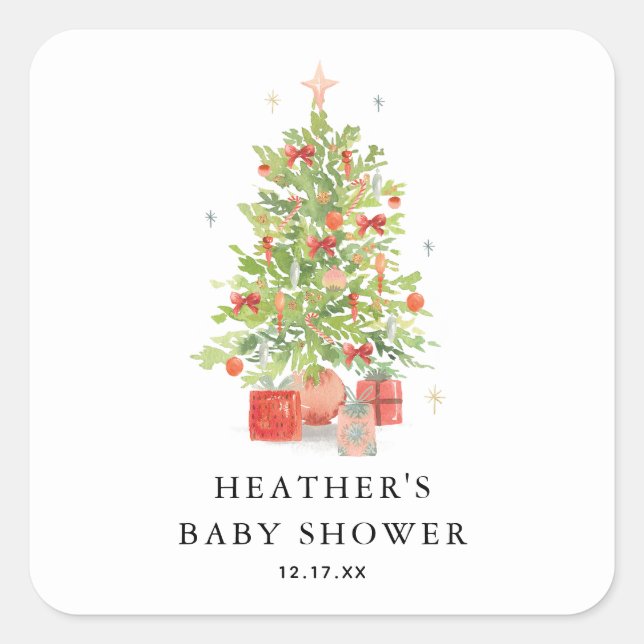 Baby It's Cold Outside Christmas Baby Shower Square Sticker (Front)