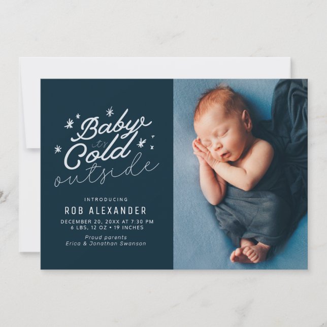 BABY ITS COLD OUTSIDE christmas birth announcement (Front)