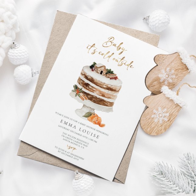 Baby It's Cold Outside Christmas Cake Baby Shower  Invitation (Creator Uploaded)
