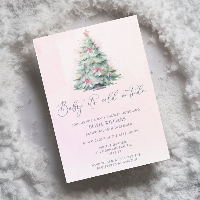 Baby it's cold outside Christmas girl baby shower Invitation (Creator Uploaded)