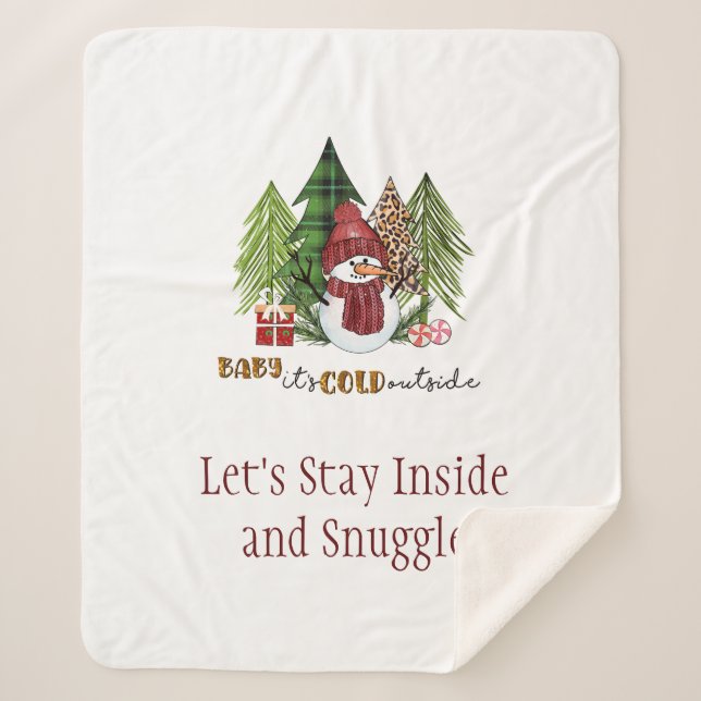 Baby It's Cold Outside Christmas Personalised  Sherpa Blanket (Front)