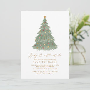 Baby It's Cold Outside Christmas Tree Baby Shower Invitation