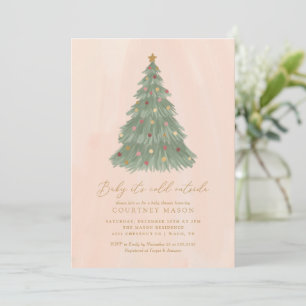 Baby It's Cold Outside Christmas Tree Baby Shower Invitation