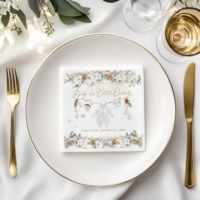 Baby Its Cold Outside Clothest Line Baby Shower Napkin (Creator Uploaded)