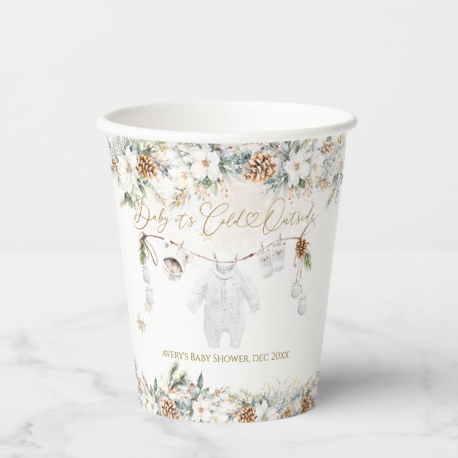 Baby Its Cold Outside Clothest Line Baby Shower Paper Cups (Front)