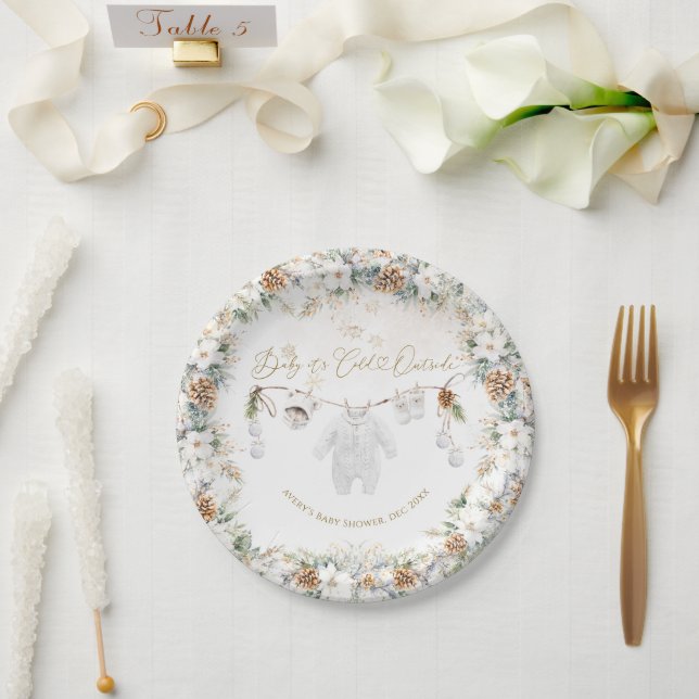 Baby Its Cold Outside Clothest Line Baby Shower Paper Plate (Wedding)