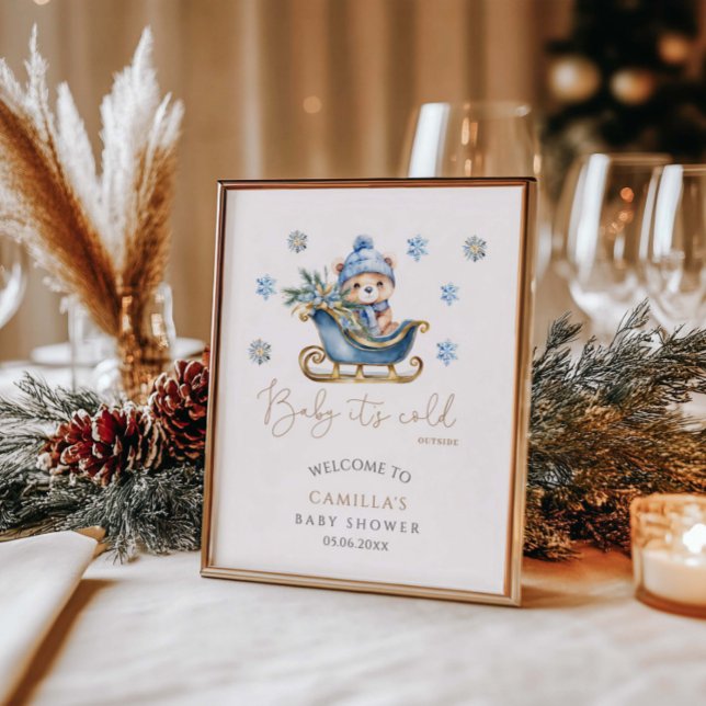 Baby It's Cold Outside Cute Bear Baby Shower Poster (Creator Uploaded)