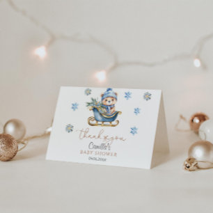 Baby It's Cold Outside Cute Bear Baby Shower Thank You Card