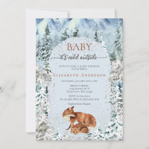 Baby It's Cold Outside Cute Foxes Baby Shower Invitation