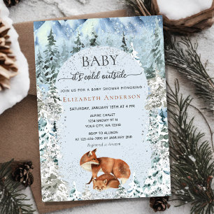 Baby It's Cold Outside Cute Foxes Baby Shower Invitation