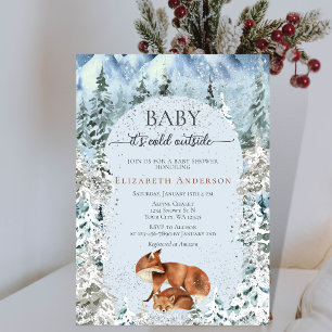Baby It's Cold Outside Cute Foxes Baby Shower Invitation