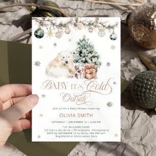 Baby it's Cold Outside Cute Polar Bear Baby Shower Invitation
