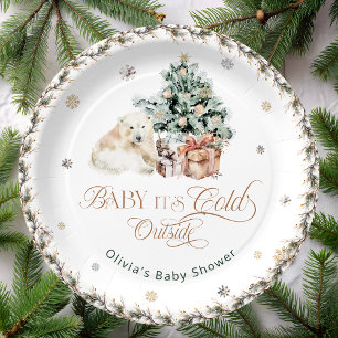 Baby its Cold Outside Cute Polar Bear Paper Plate