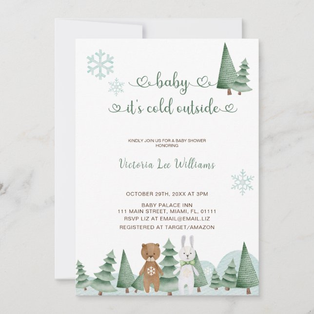 Baby It's Cold Outside Cute Winter Baby Shower  Invitation (Front)