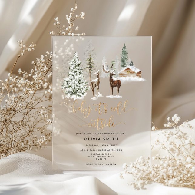 Baby its cold outside deer baby shower acrylic invitations (Creator Uploaded)