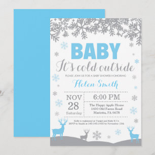 Baby its Cold Outside Deer Boy Baby Shower Invitation