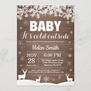 Baby its Cold Outside Deer Winter Baby Shower Invitation