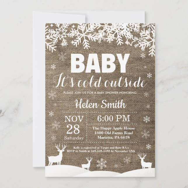 Baby its Cold Outside Deer Winter Baby Shower Invitation (Front)