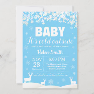 Baby its Cold Outside Deer Winter Boy Baby Shower Invitation