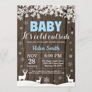 Baby its Cold Outside Deer Winter Boy Baby Shower Invitation