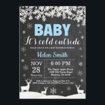 Baby its Cold Outside Deer Winter Boy Baby Shower Invitation<br><div class="desc">Baby its Cold Outside Deer Winter Boy Baby Shower Invitation. Baby its cold outside Baby Shower Invitation. White Snowflake. Boy Baby Shower Invitation. Winter Holiday Baby Shower Invite. Chalkboard Background. Black and White. For further customisation, please click the "Customise it" button and use our design tool to modify this template....</div>
