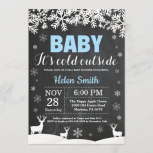 Baby its Cold Outside Deer Winter Boy Baby Shower Invitation