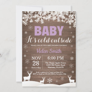Baby its Cold Outside Deer Winter Girl Baby Shower Invitation