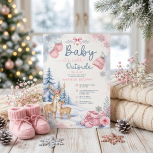 Baby Its Cold Outside Deer Woodland Baby Shower Invitation