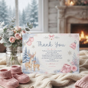 Baby Its Cold Outside Deer Woodland Baby Shower Thank You Card