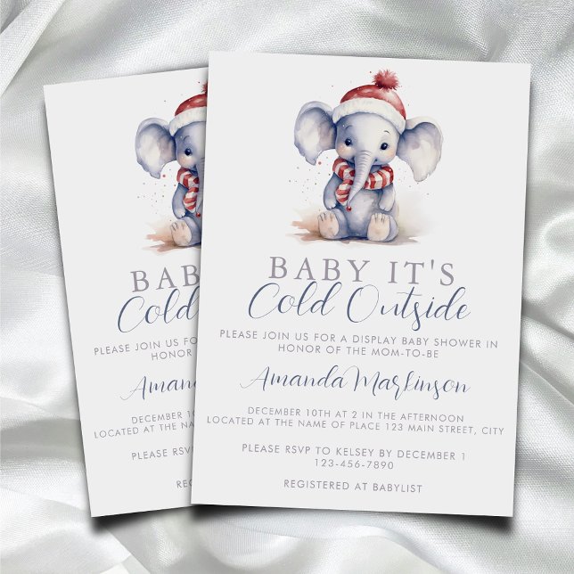 Baby it's cold outside elephant christmas shower  invitation (Creator Uploaded)