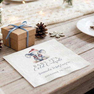 Baby it's cold outside elephant christmas shower napkin