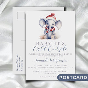 Baby it's cold outside elephant christmas shower  postcard