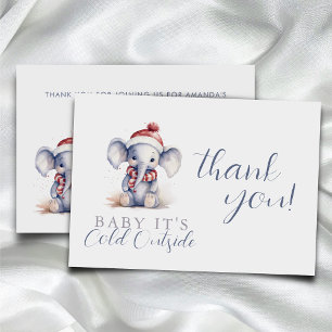 Baby it's cold outside elephant christmas shower  thank you card