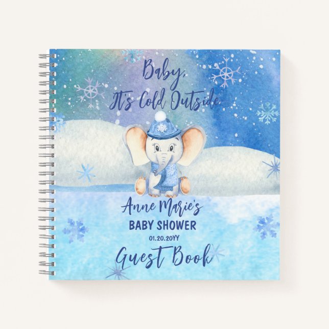Baby It's Cold Outside Elephant Shower Guest Book (Front)