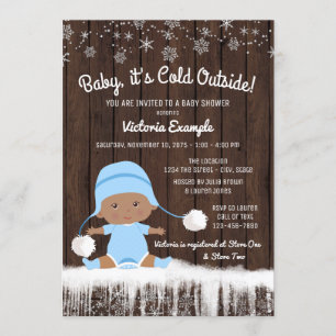 Baby its Cold Outside Ethnic Boy Baby Shower Invitation
