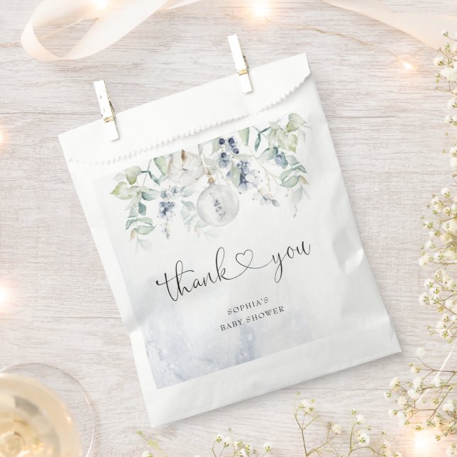 Baby its cold outside eucalyptus baby shower favour bags (Clipped)