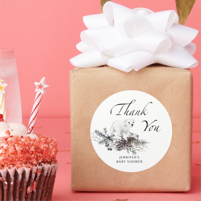 Baby it's cold outside evergreen thank you classic round sticker (Party)