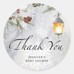 Baby it's cold outside evergreen thank you classic round sticker