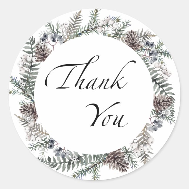 Baby it's cold outside evergreen thank you classic round sticker (Front)