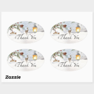 Baby it's cold outside evergreen thank you  oval sticker
