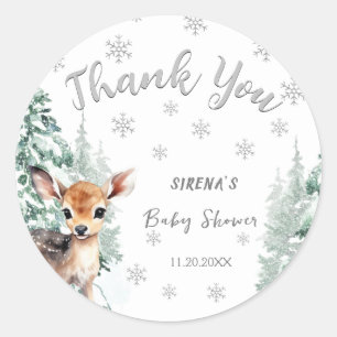 Baby it's Cold Outside   Fawn Winter Baby Shower Classic Round Sticker