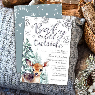 Baby it's Cold Outside   Fawn Winter Baby Shower Invitation