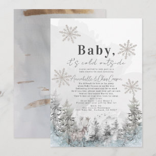 Baby It's Cold Outside Forest Baby Shower by Mail Invitation