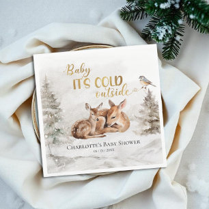 Baby it's cold outside Forest Deer Baby Shower  Napkin
