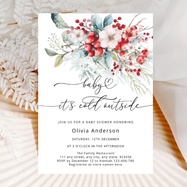 Baby it's Cold Outside Frosty Floral Baby Shower Invitation (Creator Uploaded)